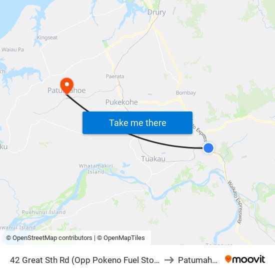 42 Great Sth Rd (Opp Pokeno Fuel Stop) to Patumahoe map