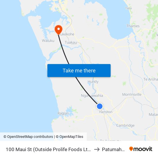 100 Maui St (Outside Prolife Foods Ltd) to Patumahoe map