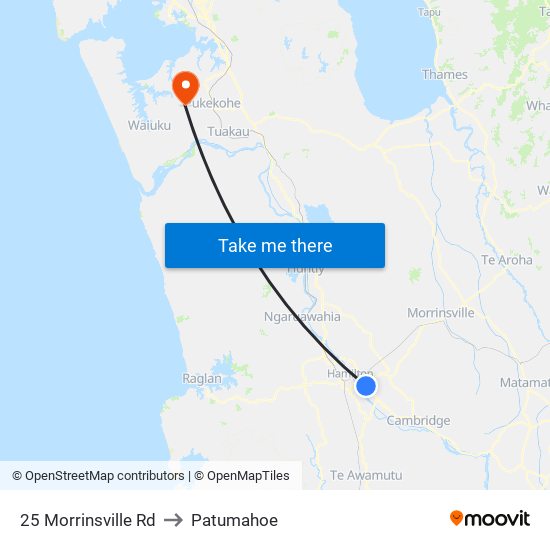 25 Morrinsville Rd to Patumahoe map