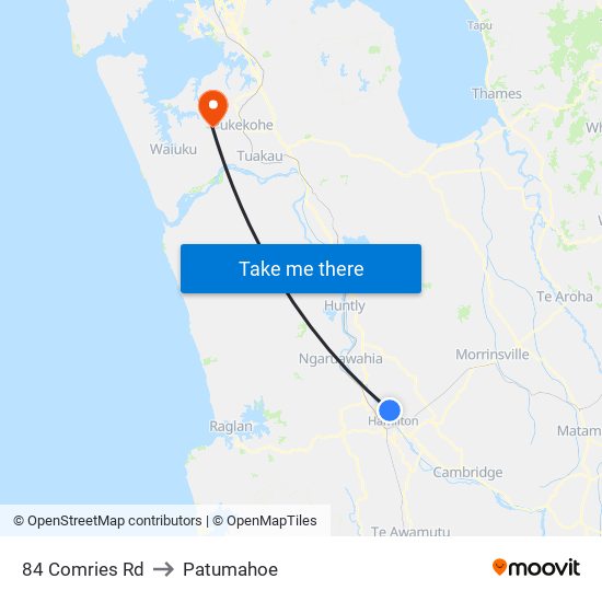 84 Comries Rd to Patumahoe map