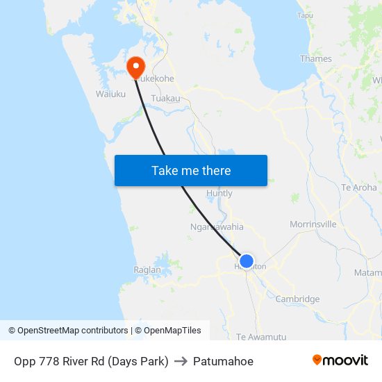 Opp 778 River Rd (Days Park) to Patumahoe map