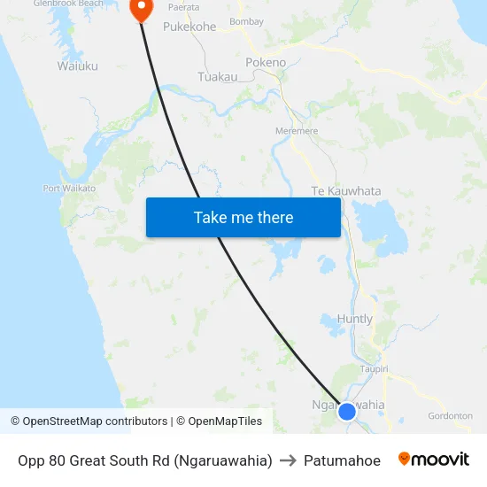 Opp 80 Great South Rd, Ngaruawahia to Patumahoe map
