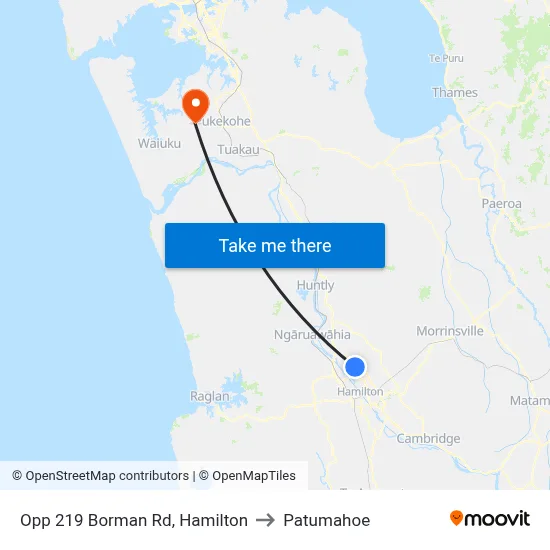 Opp 219 Borman Rd, Hamilton to Patumahoe map