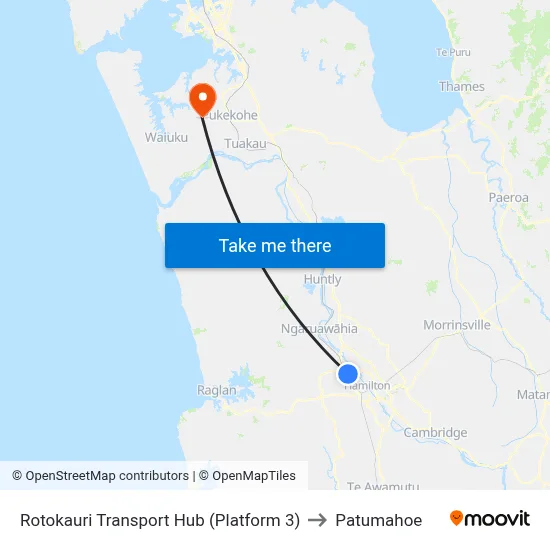 Rotokauri Transport Hub (Platform 3) to Patumahoe map