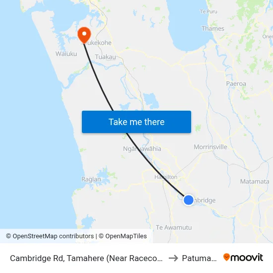 Cambridge Rd, Tamahere (Near Racecourse Rd) to Patumahoe map