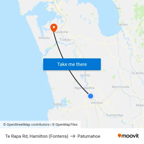 Te Rapa Rd, Hamilton (Fonterra) to Patumahoe map