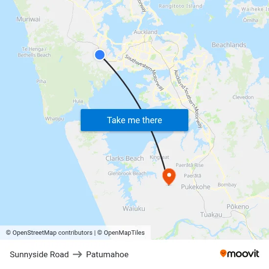 Sunnyside Road to Patumahoe map
