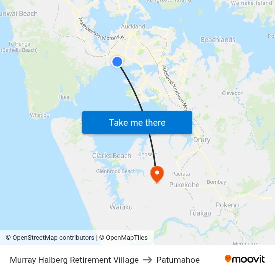 Murray Halberg Retirement Village to Patumahoe map
