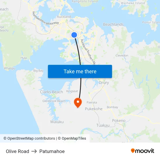 Olive Road to Patumahoe map