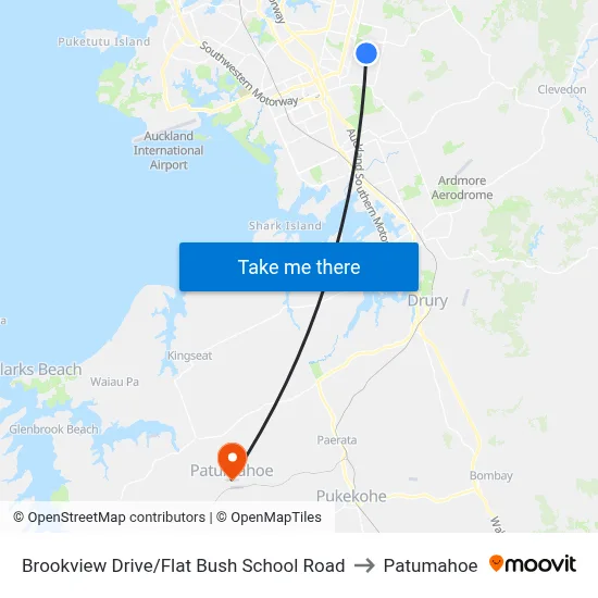 Brookview Drive/Flat Bush School Road to Patumahoe map
