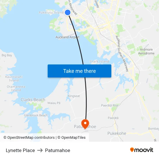 Lynette Place to Patumahoe map
