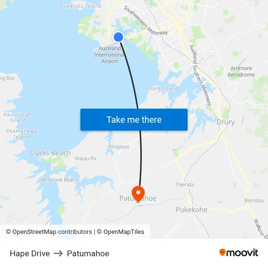 Hape Drive to Patumahoe map