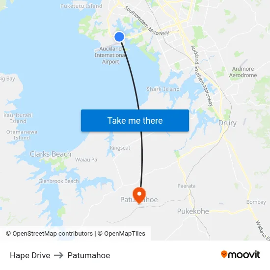 Hape Drive to Patumahoe map