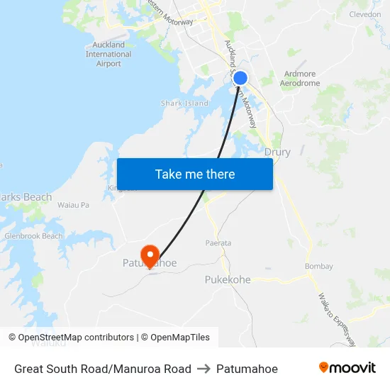 Great South Road/Manuroa Road to Patumahoe map