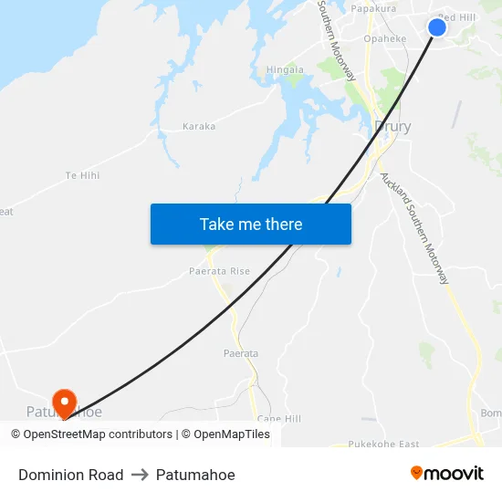 Dominion Road to Patumahoe map