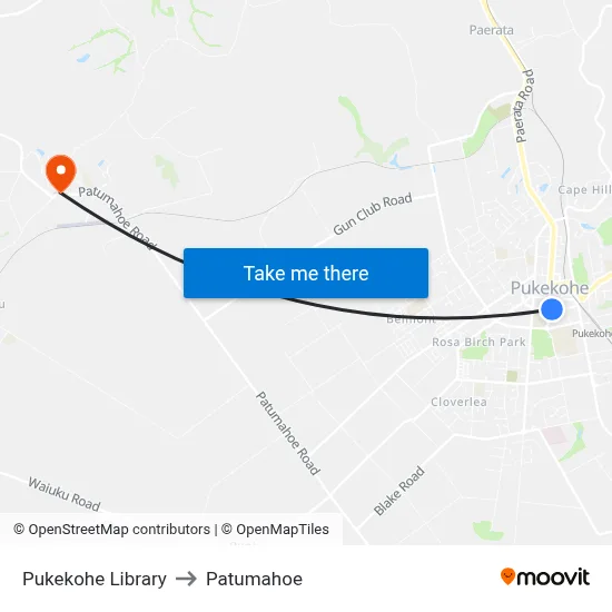 Pukekohe Library to Patumahoe map