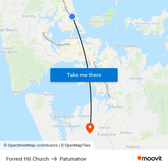 Forrest Hill Church to Patumahoe map