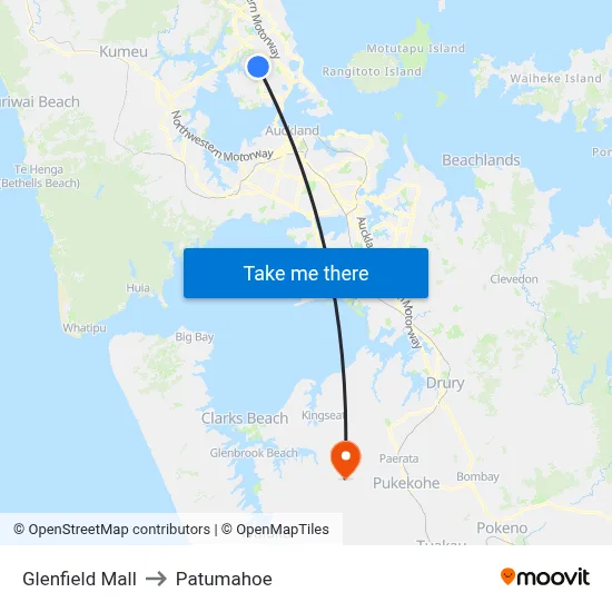 Glenfield Mall to Patumahoe map