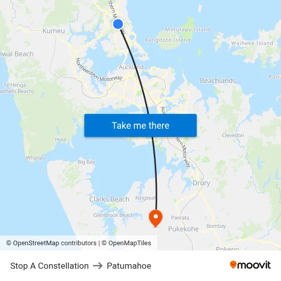 Stop A Constellation to Patumahoe map