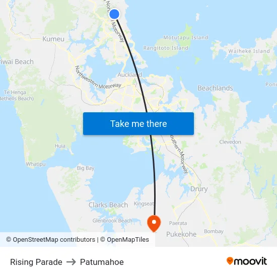 Rising Parade to Patumahoe map