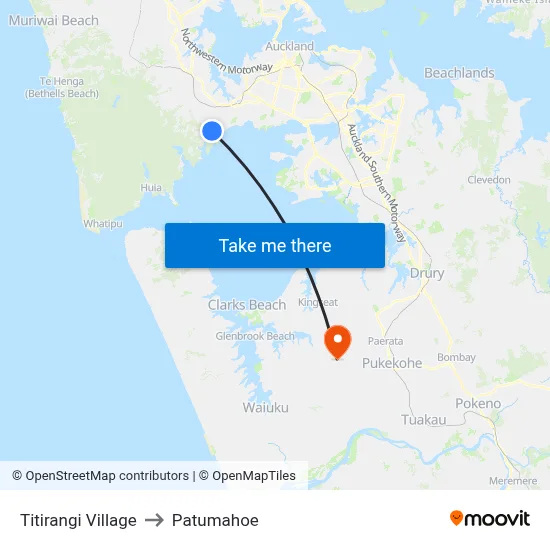 Titirangi Village to Patumahoe map