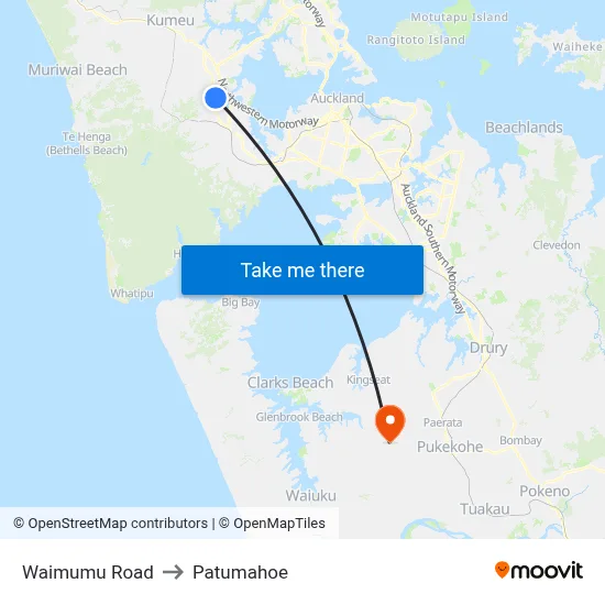 Waimumu Road to Patumahoe map