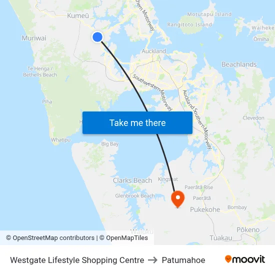 Westgate Lifestyle Shopping Centre to Patumahoe map