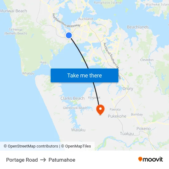 Portage Road to Patumahoe map