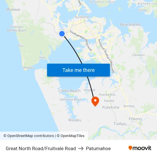 Great North Road/Fruitvale Road to Patumahoe map