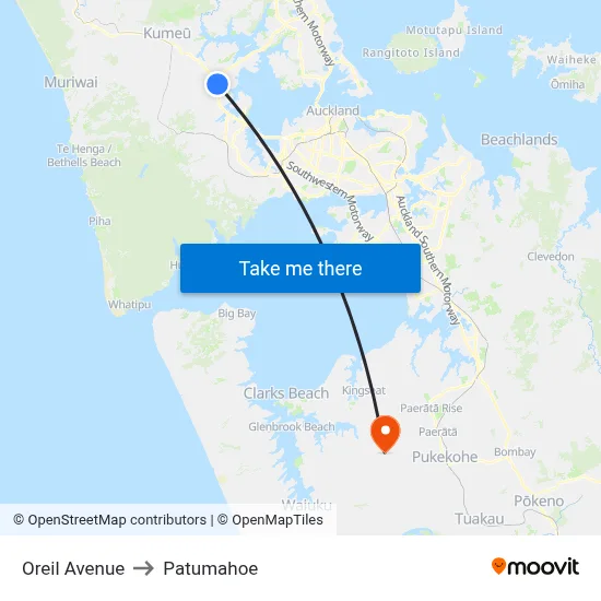 Oreil Avenue to Patumahoe map