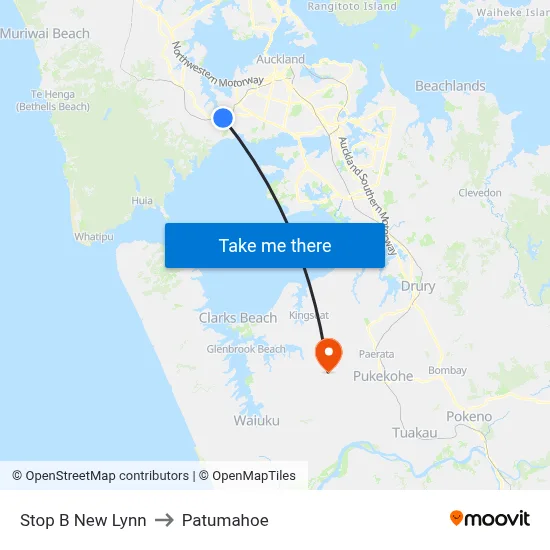 Stop B New Lynn to Patumahoe map