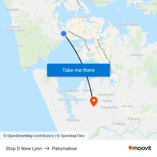Stop D New Lynn to Patumahoe map