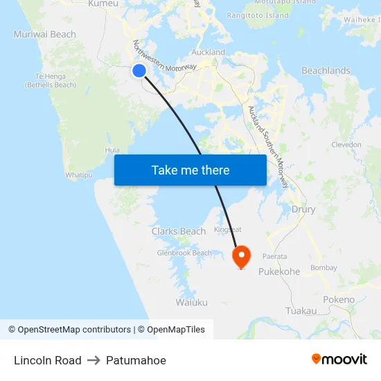 Lincoln Road to Patumahoe map