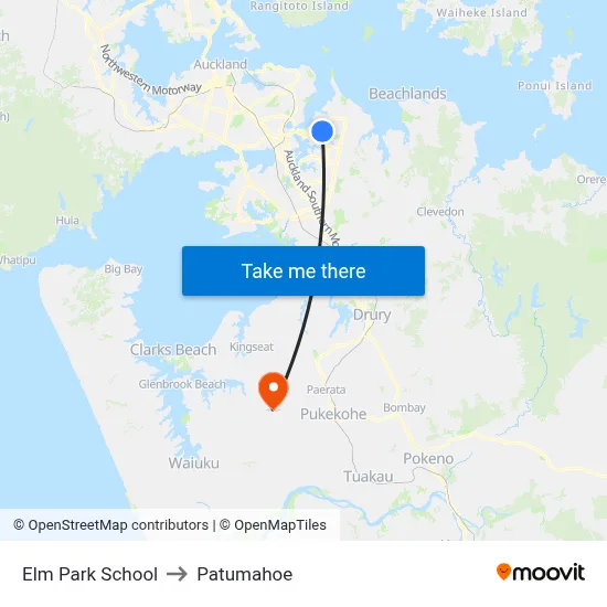 Elm Park School to Patumahoe map