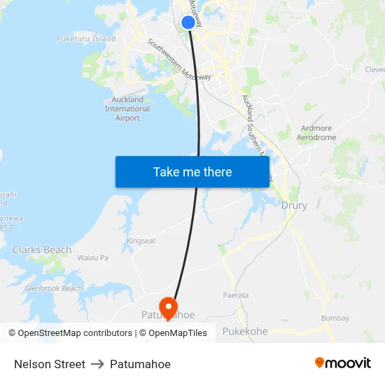 Nelson Street to Patumahoe map