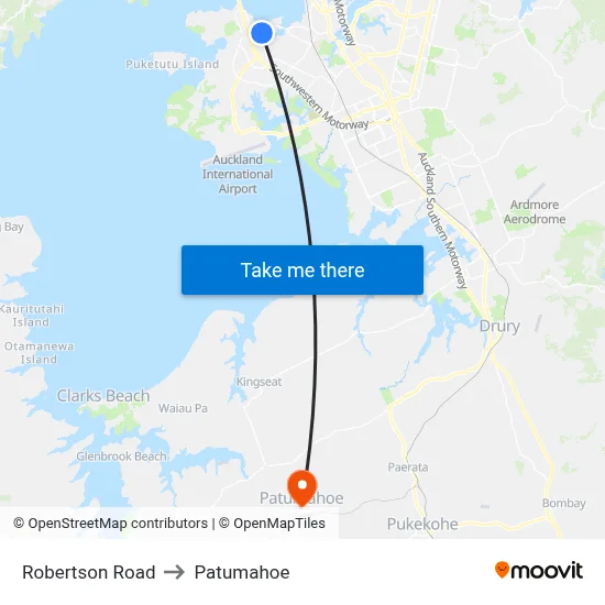 Robertson Road to Patumahoe map