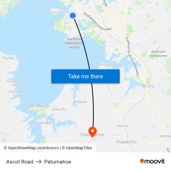 Ascot Road to Patumahoe map