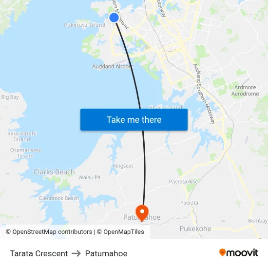Tarata Crescent to Patumahoe map