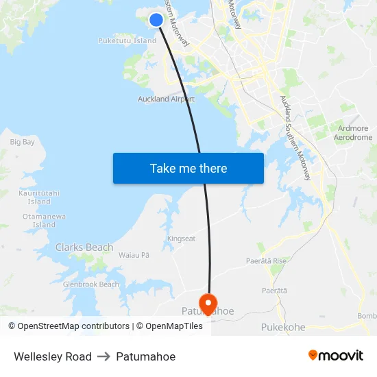 Wellesley Road to Patumahoe map