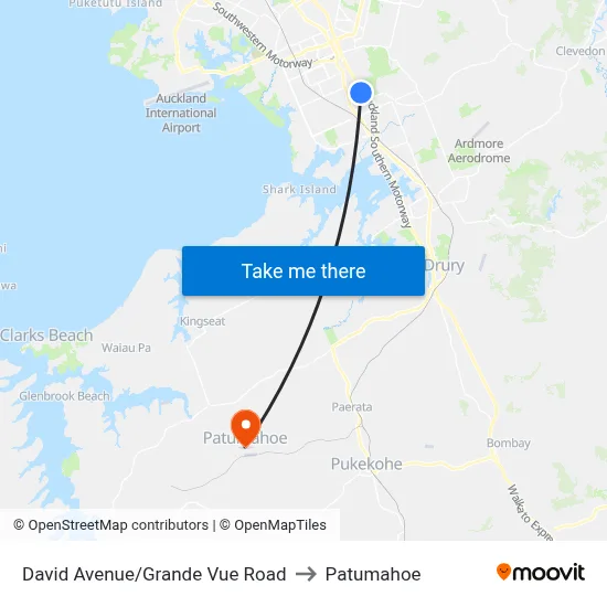 David Avenue/Grande Vue Road to Patumahoe map