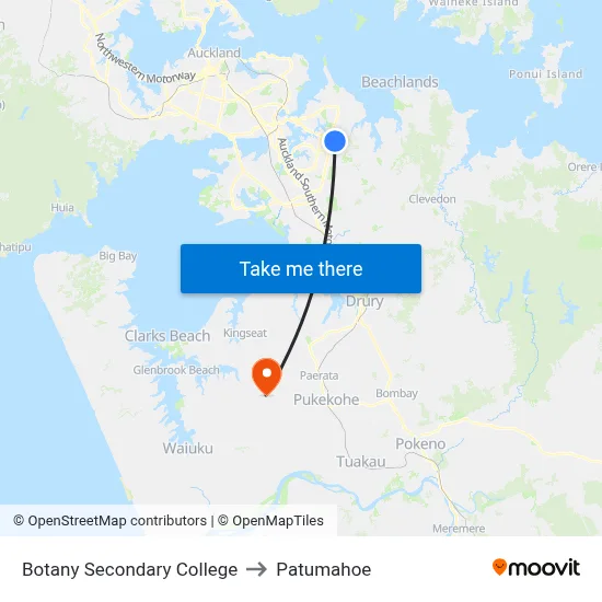Botany Secondary College to Patumahoe map