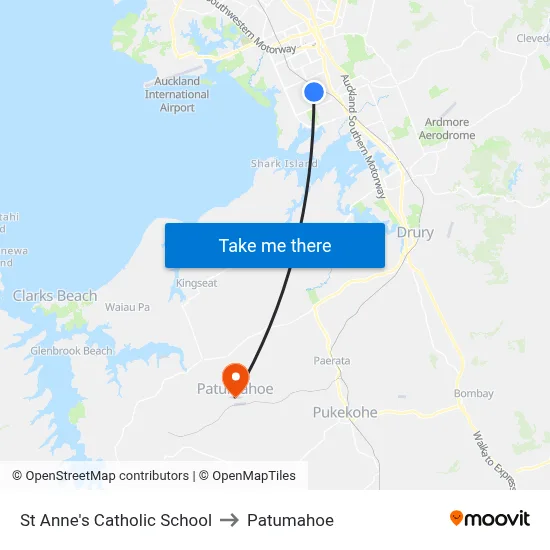 St Anne's Catholic School to Patumahoe map