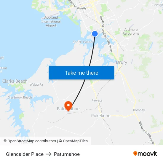 Glencalder Place to Patumahoe map