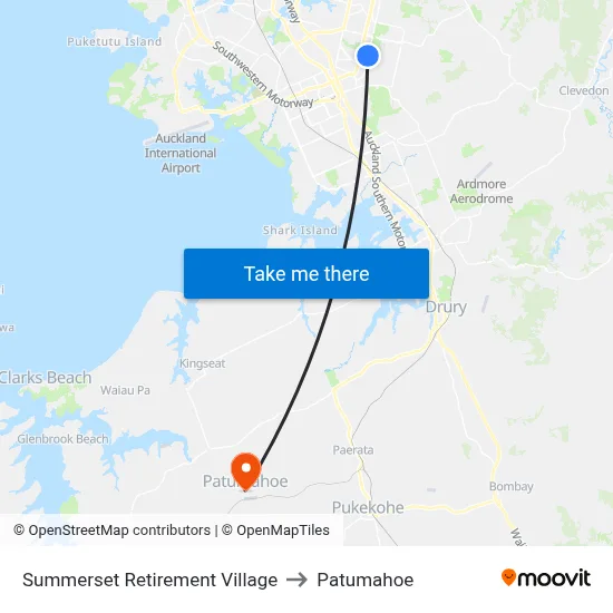 Summerset Retirement Village to Patumahoe map