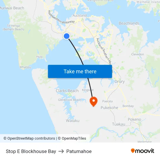 Stop E Blockhouse Bay to Patumahoe map