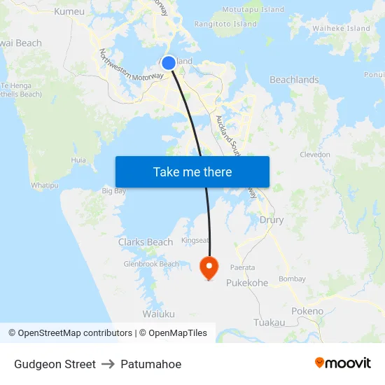 Gudgeon Street to Patumahoe map
