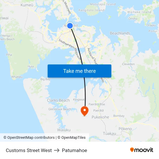 Customs Street West to Patumahoe map