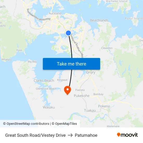 Great South Road/Vestey Drive to Patumahoe map