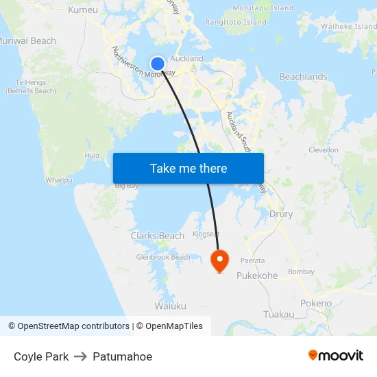 Coyle Park to Patumahoe map
