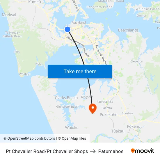 Pt Chevalier Road/Pt Chevalier Shops to Patumahoe map